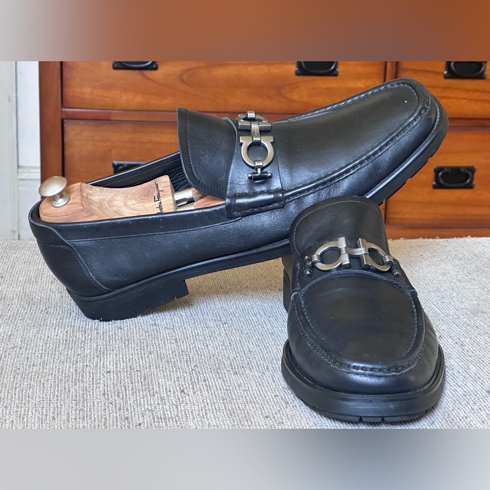 Salvatore Ferragamo David Horsebit Men’s Black Leather Dress Loafers Size 13 D - Picture 7 of 14